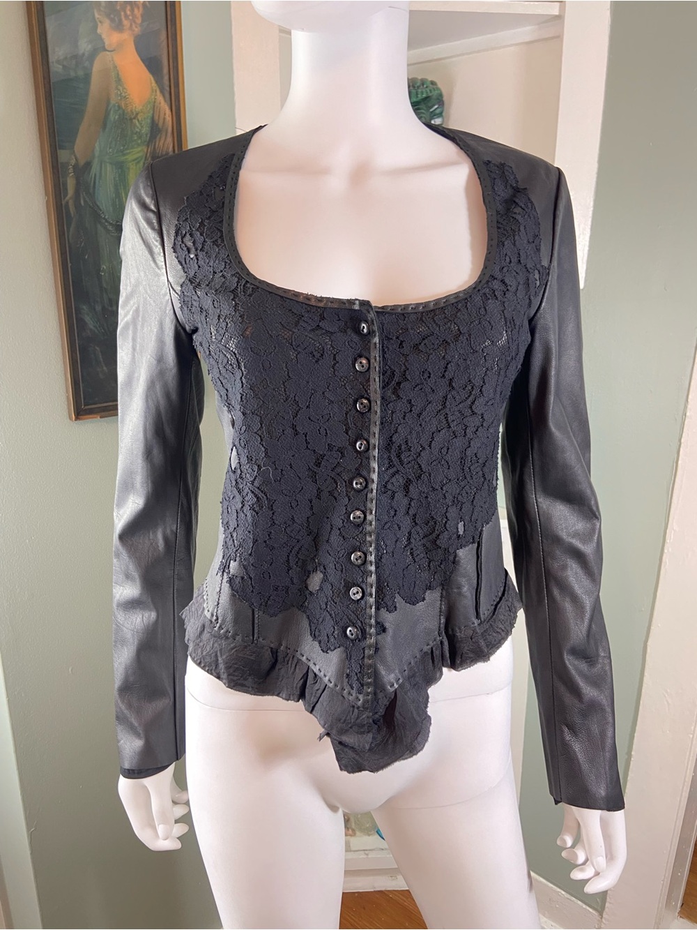 NWT New Nigel Preston for Free People Leather Lace Corset Top Blouse Small S